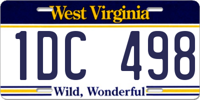 WV license plate 1DC498