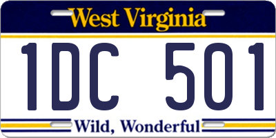 WV license plate 1DC501