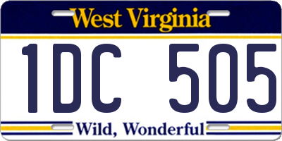 WV license plate 1DC505
