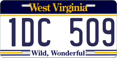 WV license plate 1DC509
