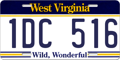 WV license plate 1DC516