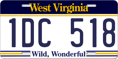 WV license plate 1DC518