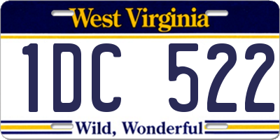 WV license plate 1DC522