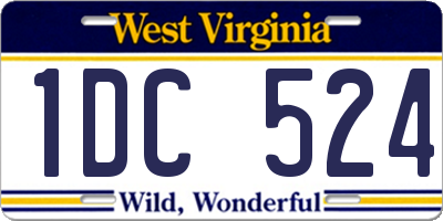 WV license plate 1DC524