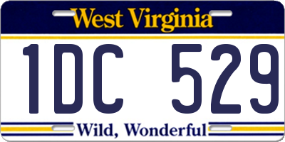 WV license plate 1DC529