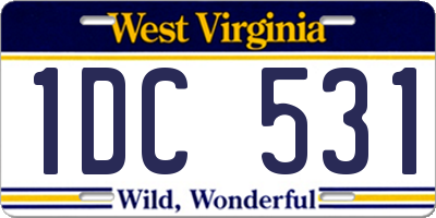 WV license plate 1DC531