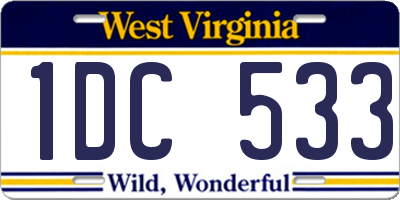 WV license plate 1DC533