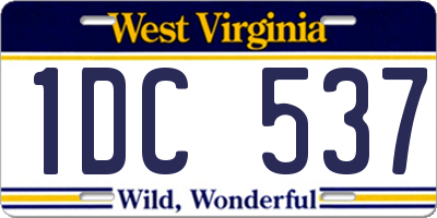 WV license plate 1DC537
