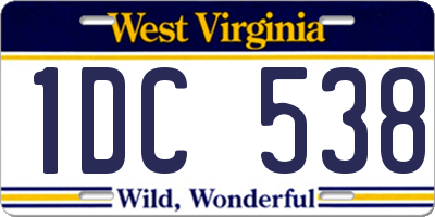 WV license plate 1DC538