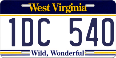 WV license plate 1DC540