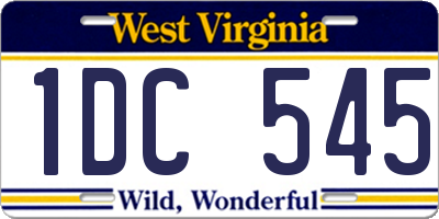 WV license plate 1DC545