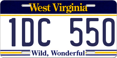 WV license plate 1DC550