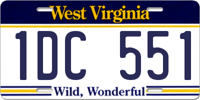 WV license plate 1DC551