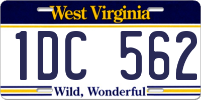 WV license plate 1DC562