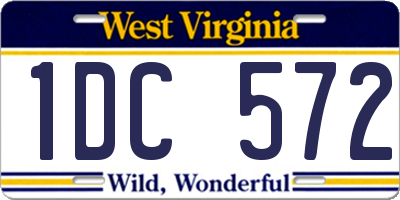 WV license plate 1DC572