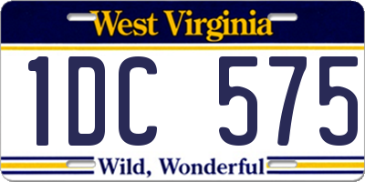 WV license plate 1DC575