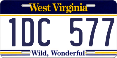 WV license plate 1DC577