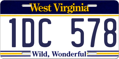 WV license plate 1DC578