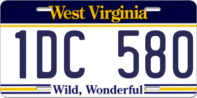 WV license plate 1DC580