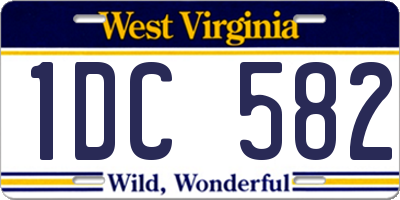 WV license plate 1DC582