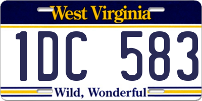 WV license plate 1DC583