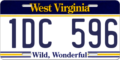 WV license plate 1DC596