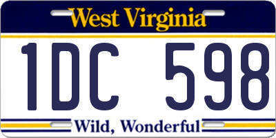 WV license plate 1DC598