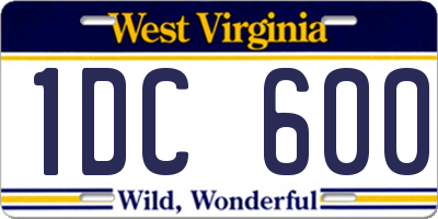 WV license plate 1DC600