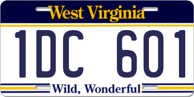 WV license plate 1DC601