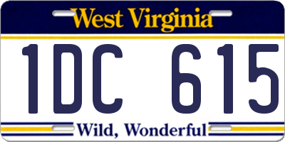 WV license plate 1DC615