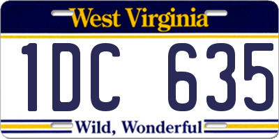 WV license plate 1DC635