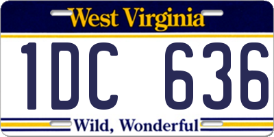 WV license plate 1DC636