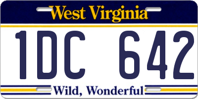 WV license plate 1DC642