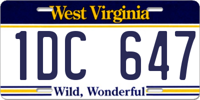 WV license plate 1DC647