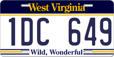 WV license plate 1DC649
