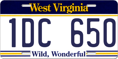 WV license plate 1DC650