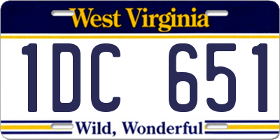 WV license plate 1DC651