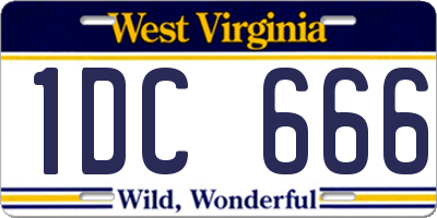 WV license plate 1DC666