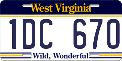 WV license plate 1DC670