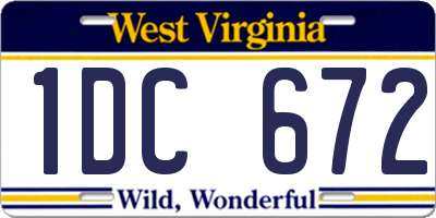 WV license plate 1DC672