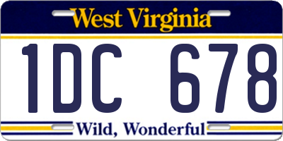 WV license plate 1DC678