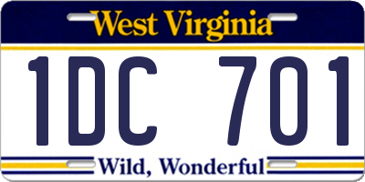 WV license plate 1DC701