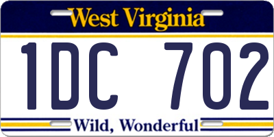WV license plate 1DC702
