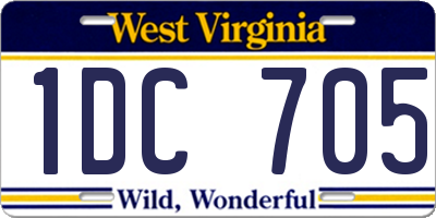 WV license plate 1DC705