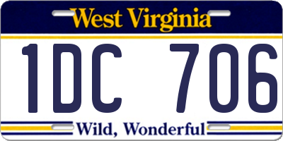 WV license plate 1DC706