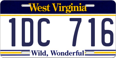 WV license plate 1DC716