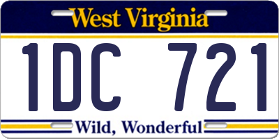 WV license plate 1DC721
