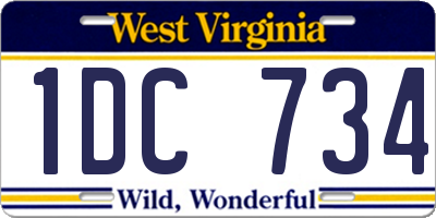 WV license plate 1DC734