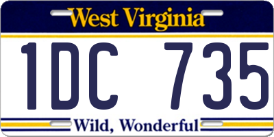 WV license plate 1DC735