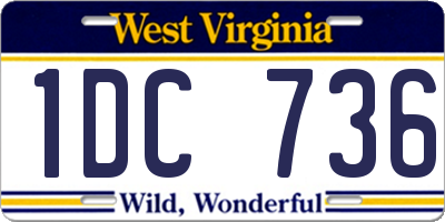 WV license plate 1DC736